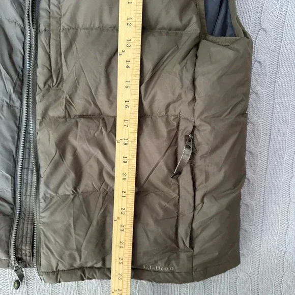 VTG LL Bean Vest Men's XL Dark Green Down Fill Zip Security Pocket Vintage - Picture 7 of 13